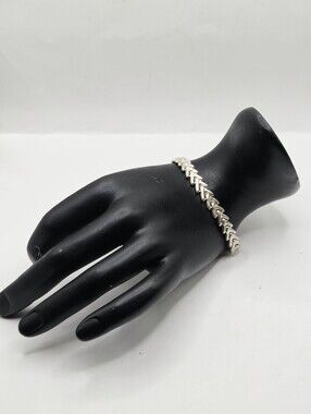 Vintage 925 Italy Sterling Silver Chevron Link Bracelet 7"